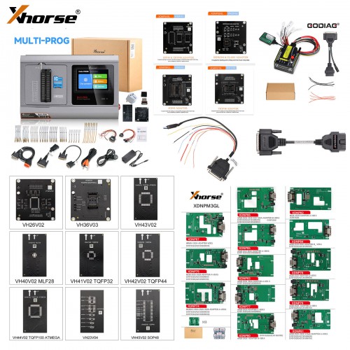 [Ship from EU] Xhorse Multi Prog Programmer + Exclusive Adapters + MQB48 Adapters + MQB-RH850 Adapter + GODIAG ECU GPT Boot AD and G-V ECU Cable Bundle Package Kit