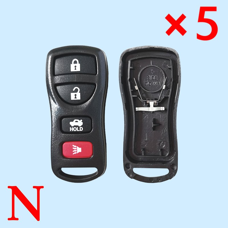 3+1 Buttons Remote Shell with Small battery Holder  for Nissan - Pack of 5