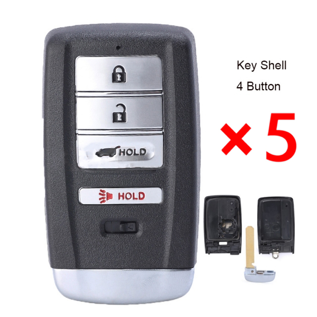 Replacement Smart Remote Key Shell 4 Button for Acura MDX RDX ILX TLX 2014-2019 - FCC: KR5V1X- pack of 5 