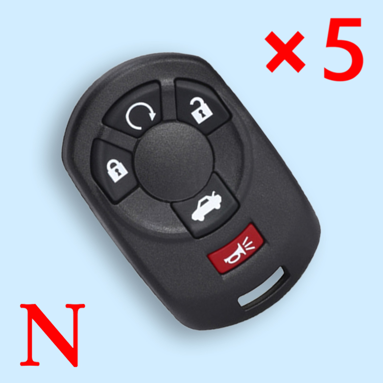 5 Button Remote Key Shell Case Fob fits Cadillac STS 2005 2006 2007 M3N65981403 - pack of 5 