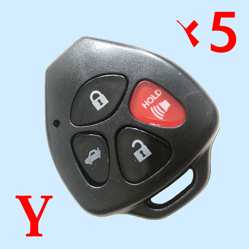 4 Buttons Car Remote Key Case Shell without key blade For Toyota Camry Corolla RAV4 Avalon Venza 2007 ~ 2011 Key-  5 pcs