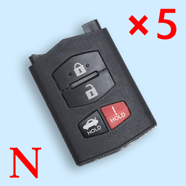 Remote Key Shell Case 4 Button for Mazda 3 5 6 RX8 CX7 CX9 - pack of 5 