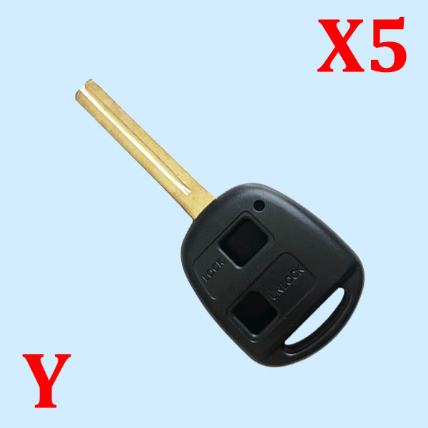 2 Buttons Key Shell with TOY40 Long Blade For Lexus - Pack of 5