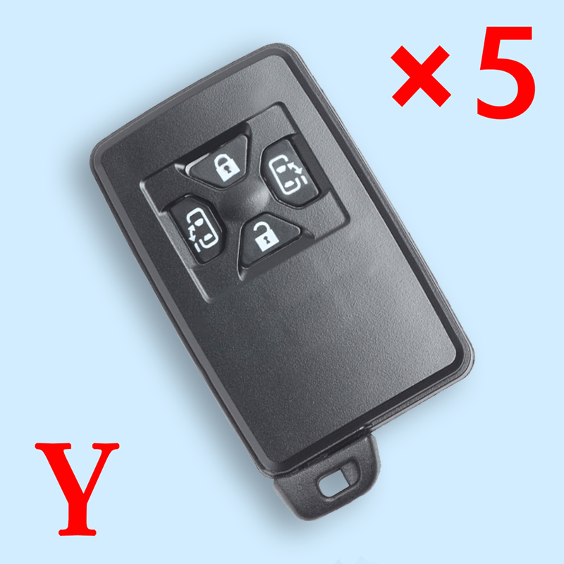 Replacement Smart Card Remote Key Shell Case Fob 4 Button for Toyota Model C- pack of 5 