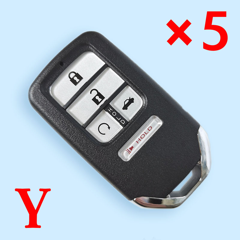 Smart Remote Car Key Shell Case 5 Buttons For Honda Fit Civic City C-RV Accord Fob Insert HON66 Blade - 5 pcs