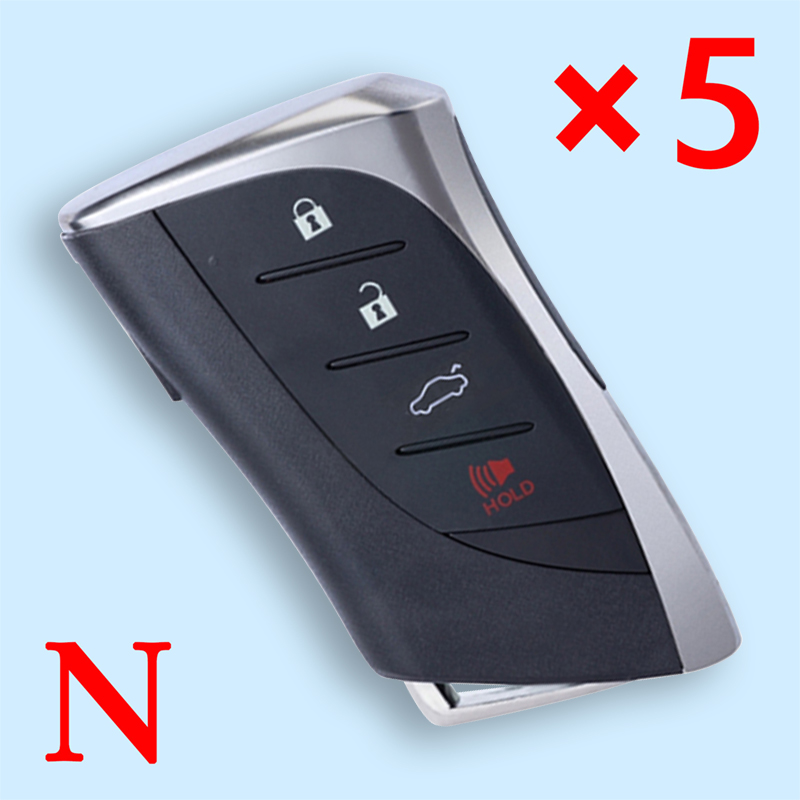 Smart Remote Key Shell 4 Button for Lexus ES300h ES350 ES200 ES260 LS350 LS500h- pack of 5 