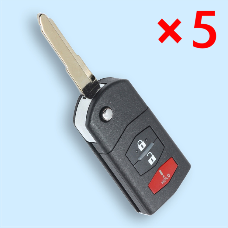 Flip Remote Key Shell 2+1 Button for Mazda 662F-SKE12501 - pack of 5 