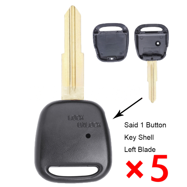 Remote Key Shell Side 1 Button for Toyota Left Blade No Logo- pack of 5 