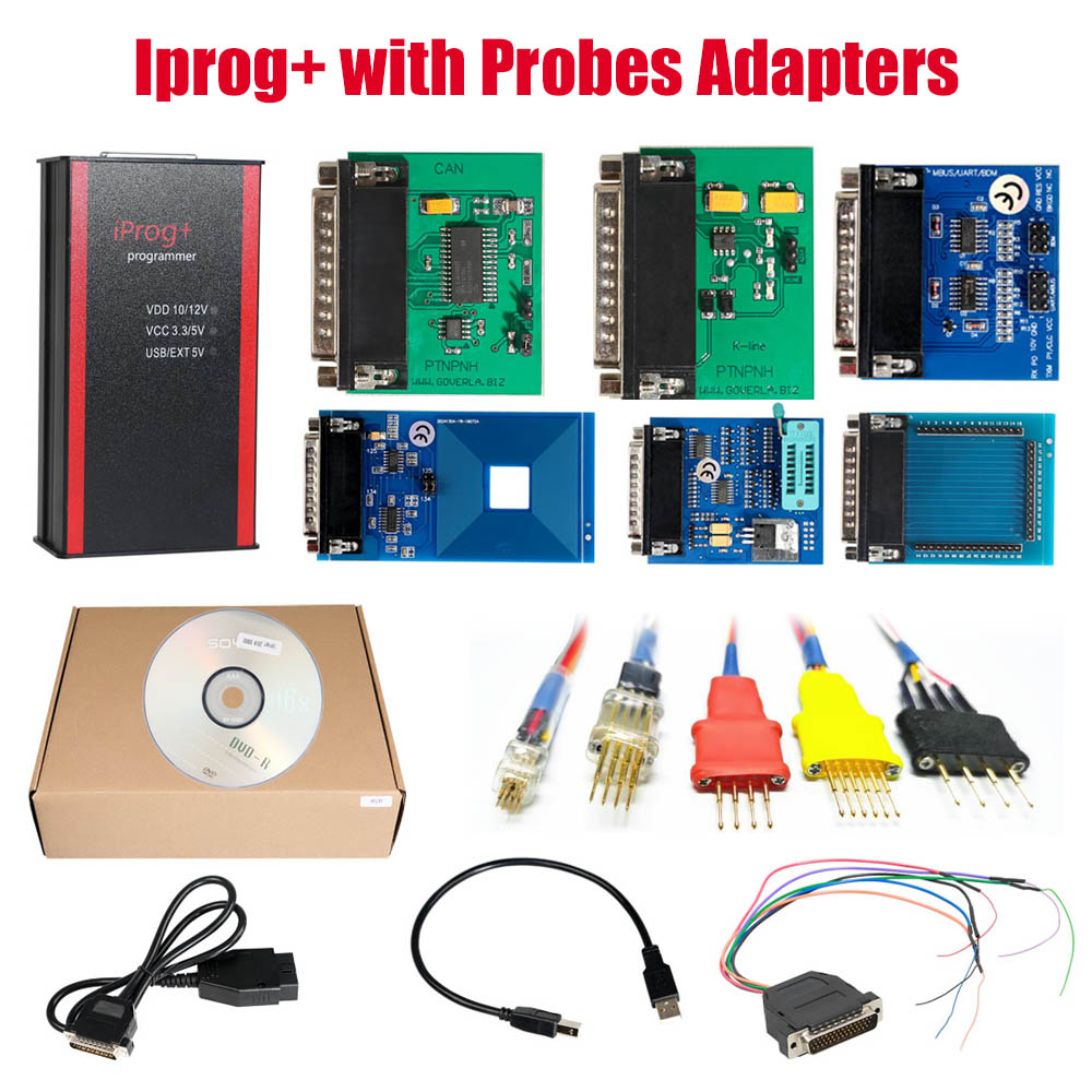 V87 Iprog+ Pro Programmer with Probes Adapters for in-circuit ECU