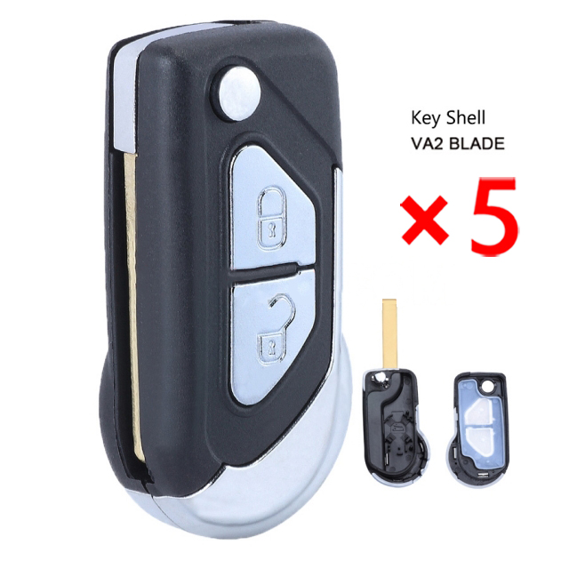 Replacement Folding Flip Key Remote Key Shell Case 2 Button for Citroen C3 DS3 VA2 Blade - pack of 5 