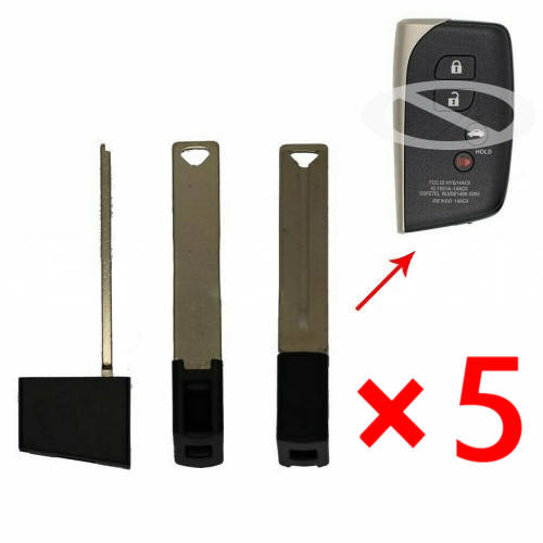 Replacement New Smart Remote Key Uncut Blade Blank Emergency Insert for Lexus-pack of 5