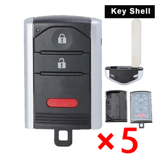 Uncut Replacement Remote Key Fob Shell Case 3Button for Acura RDX 2013-2015- pack of 5 
