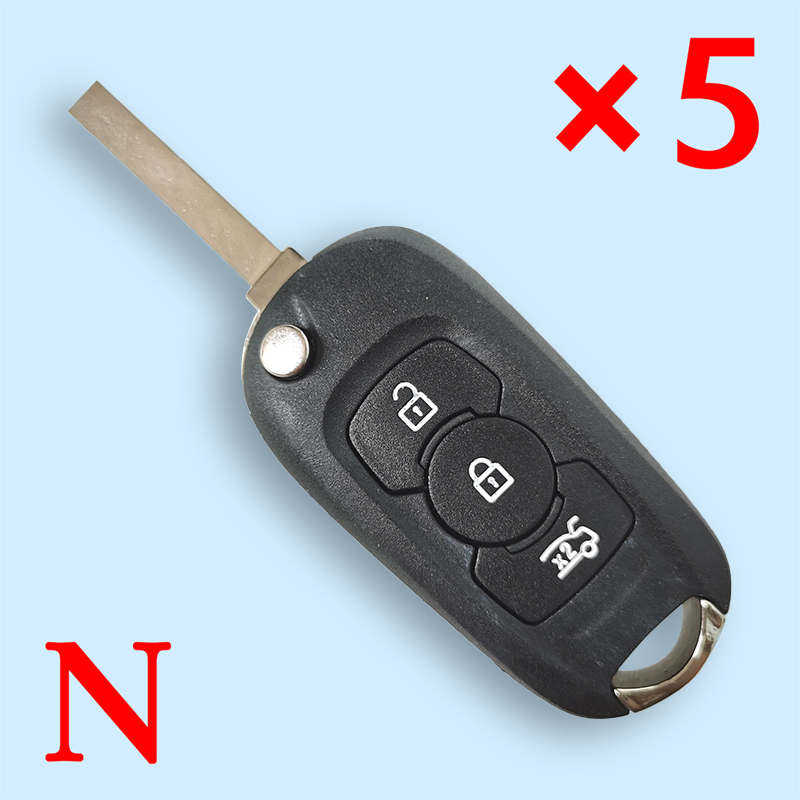Flip Remote Key Shell 3 Button for Opel Vauxhall Astra K 2015-2017 - pack of 5 