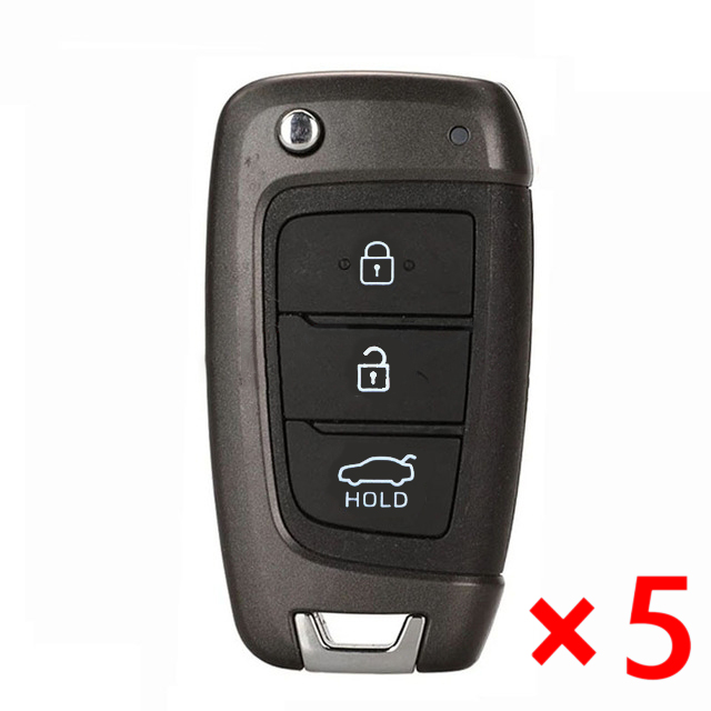 3 Button Remote Key Shell Case Fob with  Horn buttonfor Hyundai Accent Elantra Kona Santa Fe Tucson Veloster 2018 2019 2020 2021 2022 - pack of 5 
