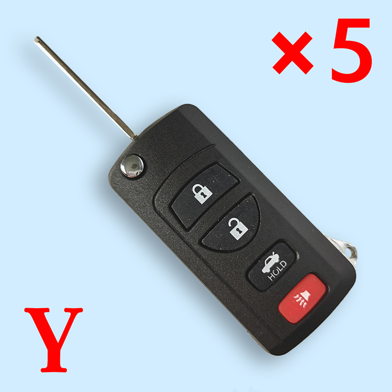 Modified Flip Remote Key Shell 4 Button for Nissan Altima - pack of 5 