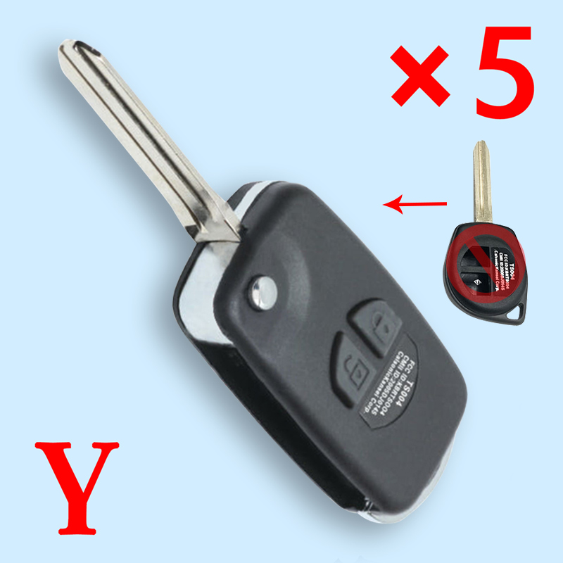 Modified Folding Remote Key Shell 2 Button for Suzuki Grand Vitara Swift with Button Pad - pack of 5 