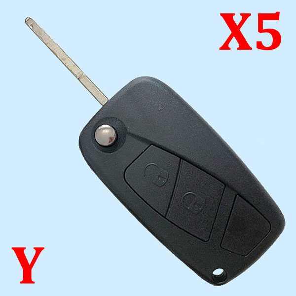 2 Buttons Flip Folding Remote Key Fob Case Black For Fiat Iveco Blank Car key 5pcs