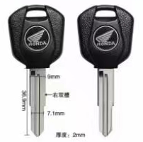 Transponder Key Shell for Honda Motorcycle Black color - Pack of 5