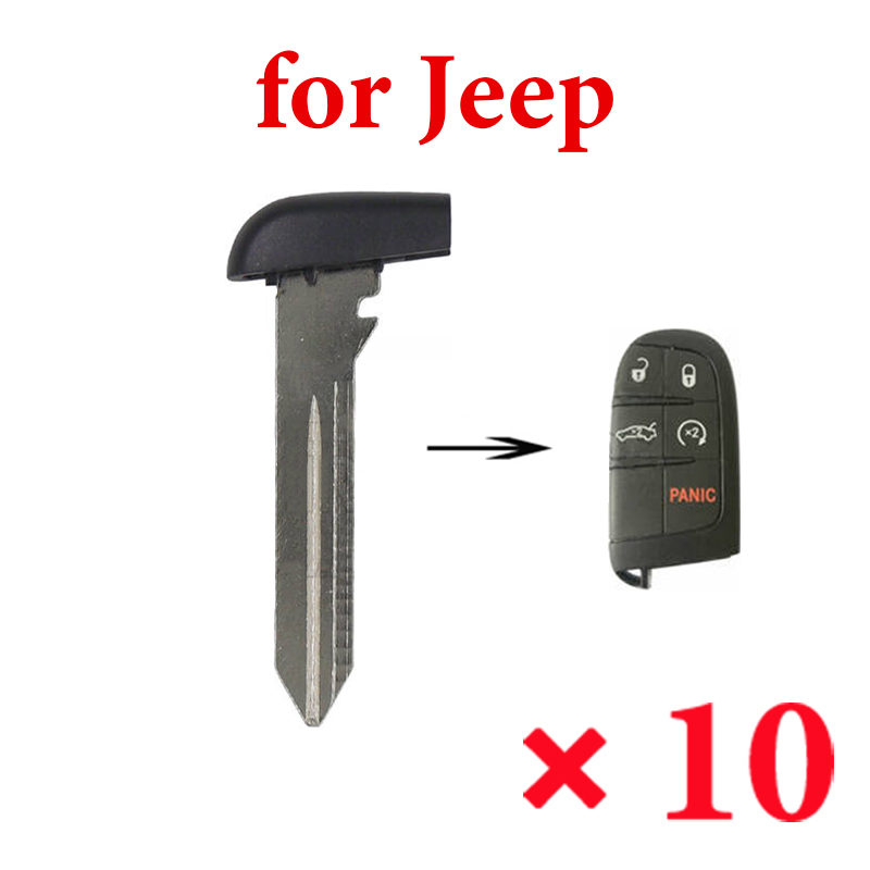 Dodge Jeep Chrysler Smart Remote Key Emergency Blade Black Color - Pack of 10
