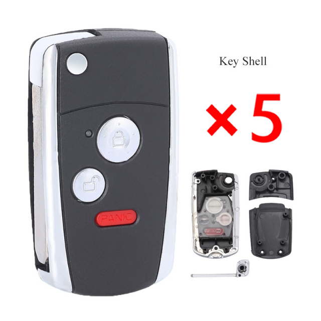 2+1 Button Flip Remote Key Shell Fob for Honda Civic Ridgeline Fit- pack of 5 