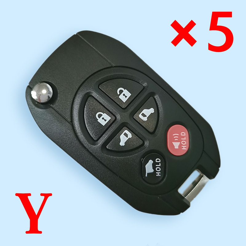 Upgraded Flip 6 Buttons Remote Car Key Shell Case for Toyota Sienna Highlander Tacoma GQ43VT20T - Pack of 5