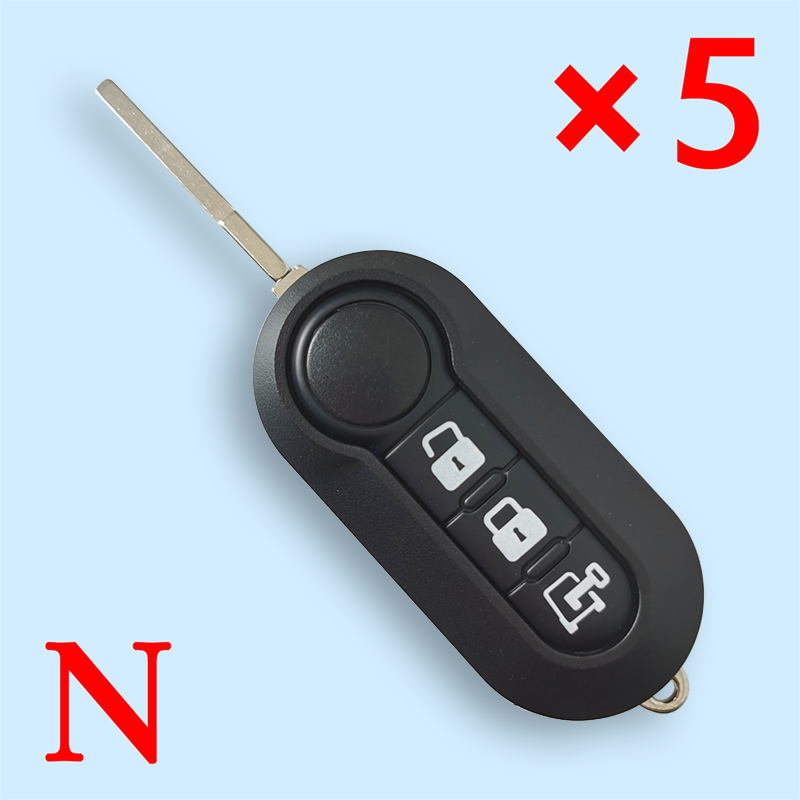 Remote Key Shell 3 Button Fob for Fiat 500L MPV Ducato for Citroen Jumper for Peugeot Boxer 2008-2015 - pack of 5 