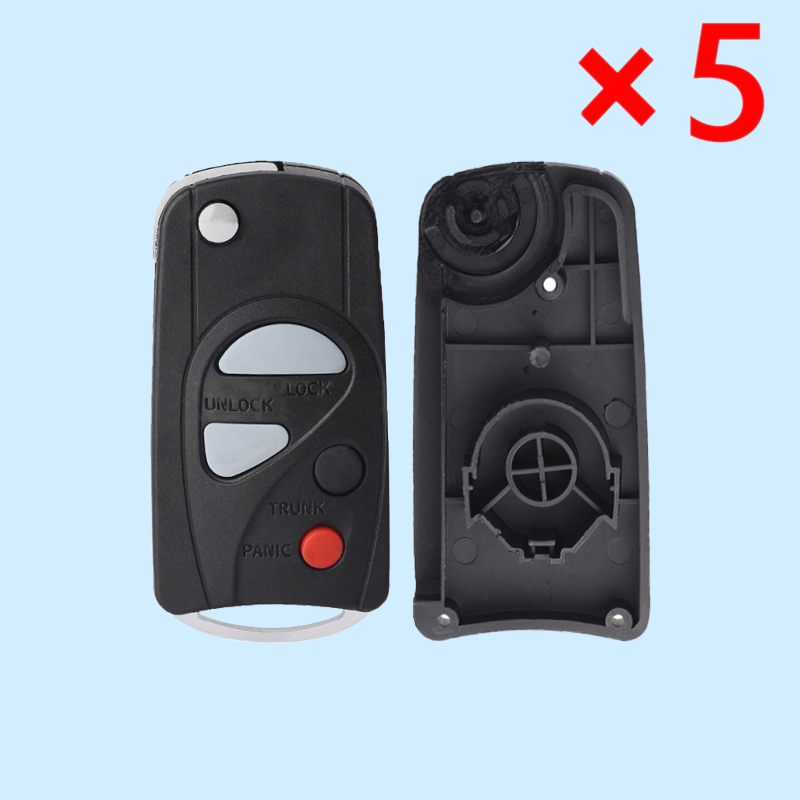 Modified Flip Folding Remote Key Shell Case 4 Button Fob for NISSAN Maxima Sentra 2000-2006 - pack of 5 