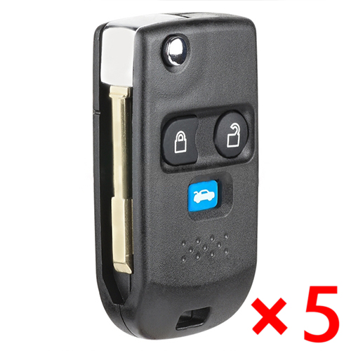 ModifIed Folding Remote Key Shell 3 Button for Ford FO21- pack of 5 
