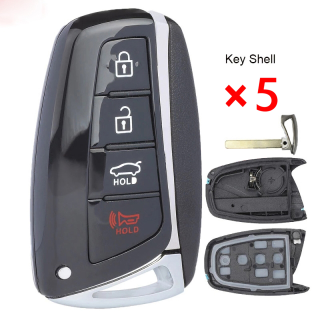 Smart Remote Key Shell Case Fob for for Hyundai Azera Equus Genesis Santa Fe G80 2013 2014 2015 2016 2017 SY5DHFNA433 - pack of 5 