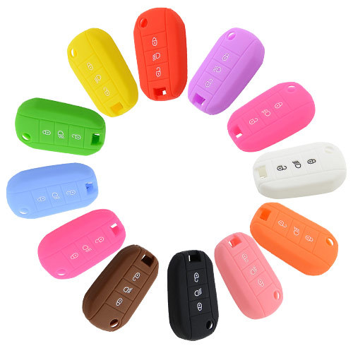 Silicone Cover for 3 Buttons Peugeot Citroen 3008 Elysee Car Keys - 5 Pieces