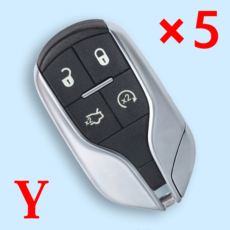 Smart Remote Key Shell Case 4 Button Light Button for Maserati Ghibli Quattroporte President Ghibli Levant 2012 2015 - FCC: M3N-7393490 - pack of 5 