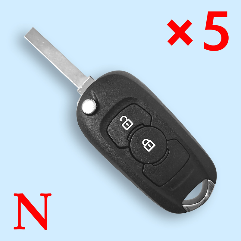 Flip Remote Key Shell 2 Button for Opel Vauxhall Astra K 2015 2016 2017 - pack of 5 