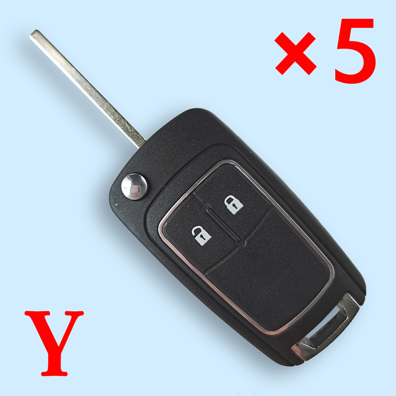 Folding Remote Key Case 2 Button for OPEL HU100 - pack of 5 
