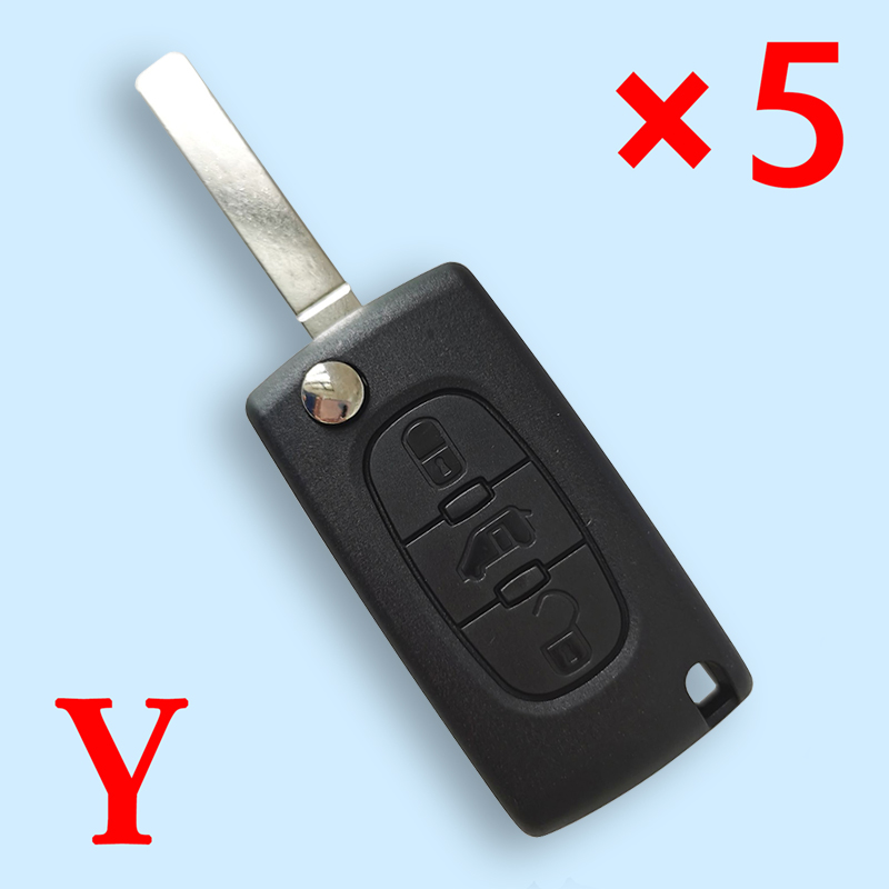 3 Buttons remote key shell for Peugeot/Citroen with special Button MVP  Side door Button 0536 with Battery holder  key Blade without groove 5pcs 