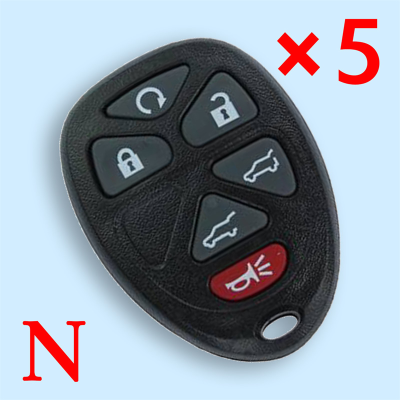6 Buttons Remote Key Shell for GMC - Pack of 5