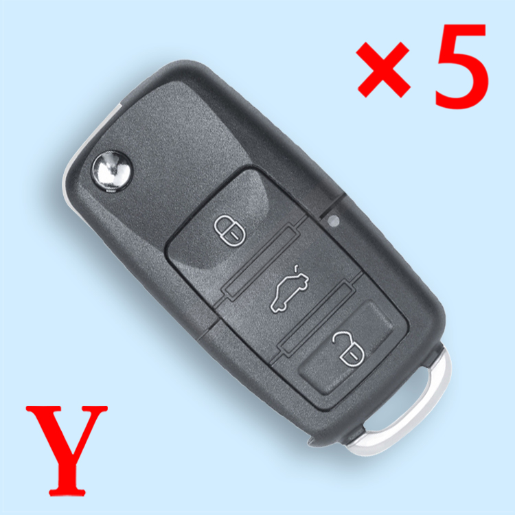 Flip Remote Key Shell 3 Button for VW Passat B5- pack of 5 