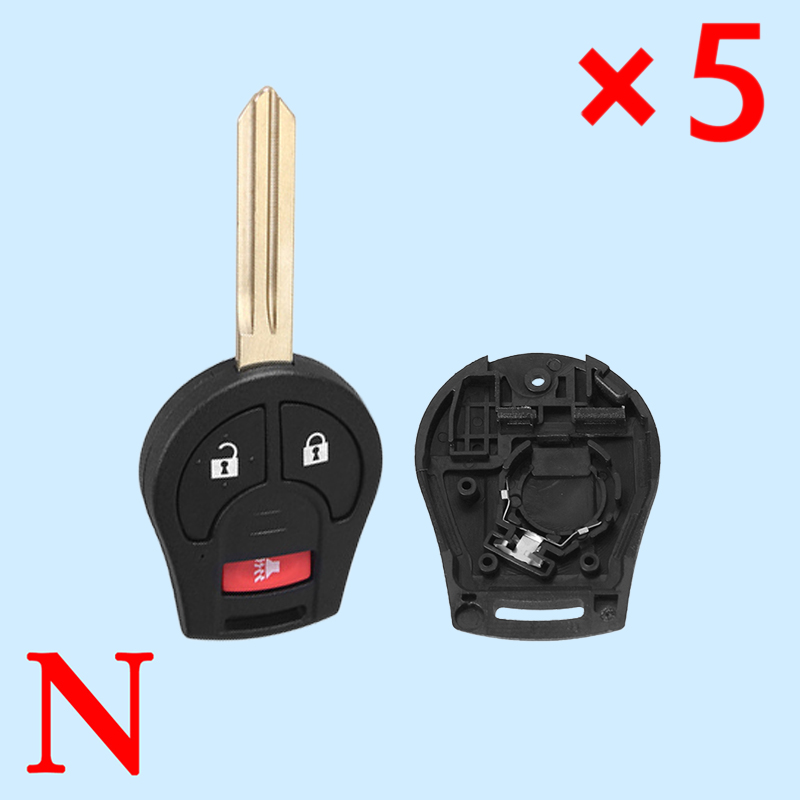 3 Button Key Shell for Nissan 5 pcs