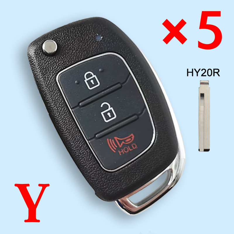 2+1 Button Flip Remote Key Shell Fob for Hyundai Solaris IX35 IX45 Elantra Santa Fe HB20 Verna Solaris HY20R Blade - pack of 5 