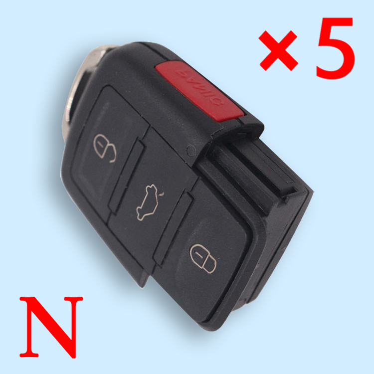 Remote Key Shell for VW (3+1) Button- pack of 5 