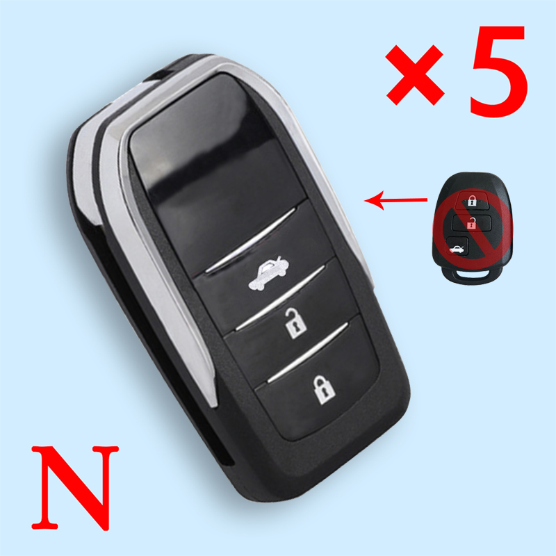 Upgraded Flip Remote Shell Case Fob TOY43 3 Button for Toyota Alvon Camry Corolla RAV4 Venza Yaris B71TA- pack of 5 