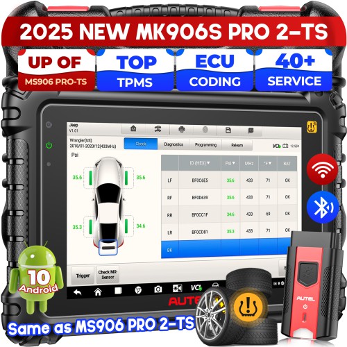 Autel MaxiCOM MK906S PRO II -TS TPMS Diagnostic Scanner with ECU Coding, Bi-directional Control, and 2 Free Autel TPMS MX-Sensor