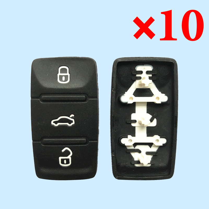 3 Buttons Remote Key Rubber Pad for VW Skoda Octavia Seat Leon GTI Passat - 10 pcs