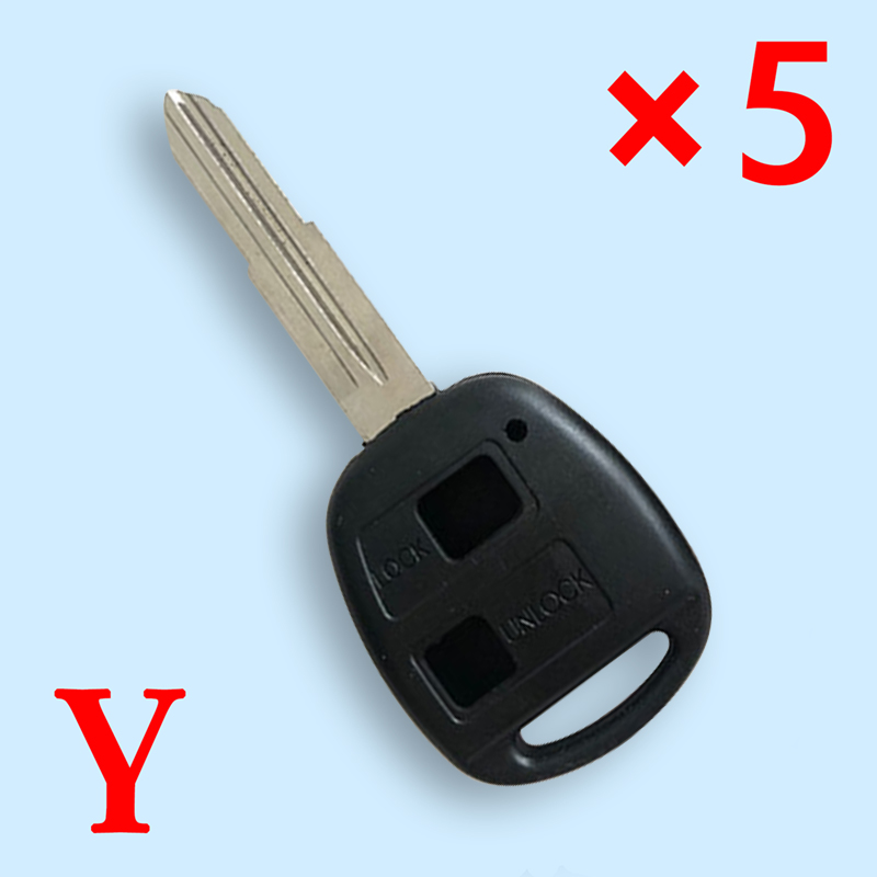2 Buttons Remote Key Shell for Toyota with Left Side Blade  - Pack of 5
