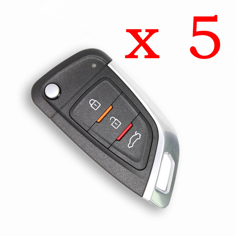 5 Pieces Xhorse Wire Flip Remote Key Knife Style 3 Buttons XKKF02EN