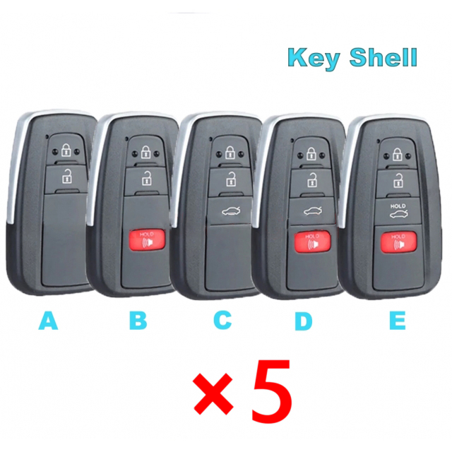 Smart Remote Key Shell Case Housing Replacement for Toyota Prius C-HR Model B- pack of 5 