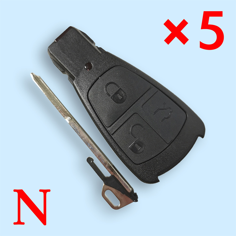 Smart Remote Key Shell 3 Button for Mercedes-Benz CL500 CL600 C230 C280 C43 CLK200 CLK230 CLK320 CLK430 CLK55 1998-2002 - Pack of 5