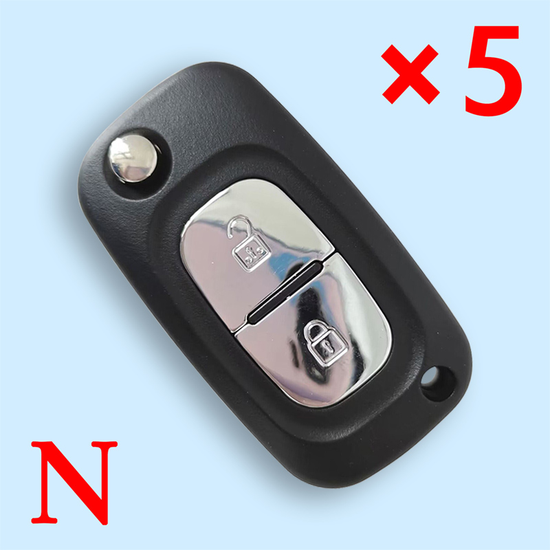 2 Buttons Flip Remote Key Shell for Renault Clio - Pack of 5