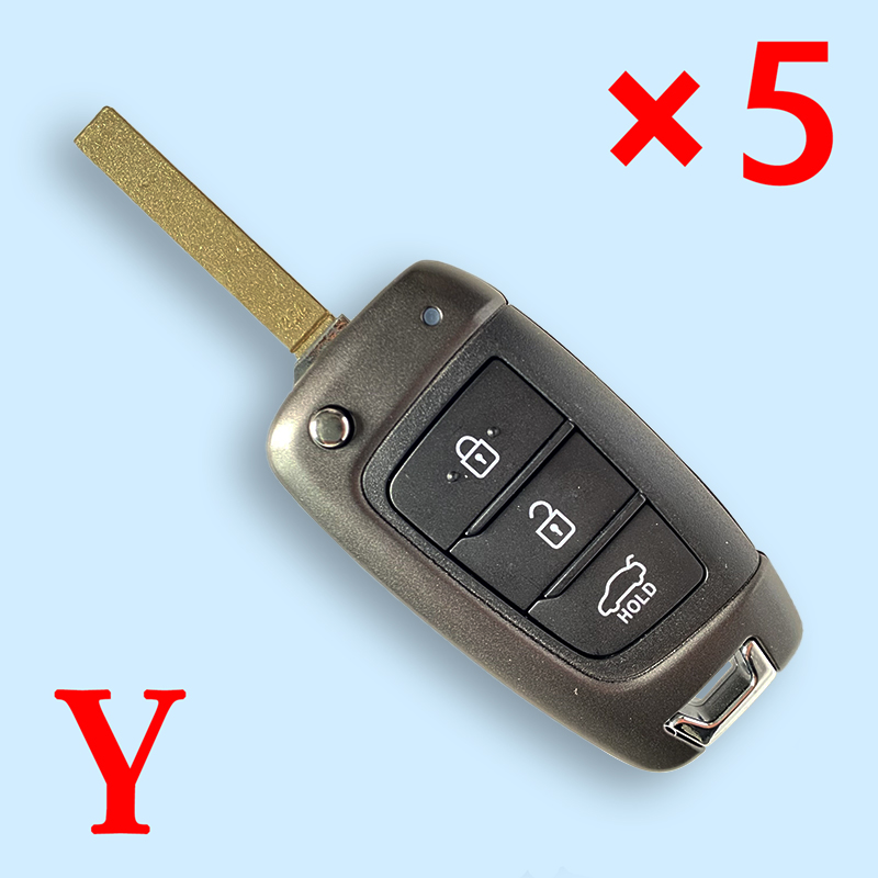 3 Button Remote Key Shell Case Fob for Hyundai Accent Elantra Kona Santa Fe Tucson Veloster 2018 2019 2020 2021 2022 - pack of 5 