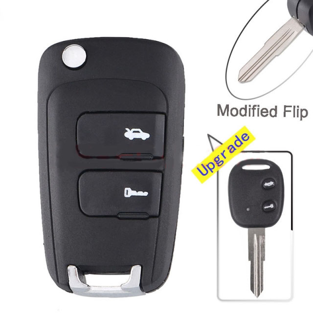 Modified Flip Folding Remote Key Shell Case Fob 2 Button With Uncut Blade for Chevrolet Epica - Pack of 5