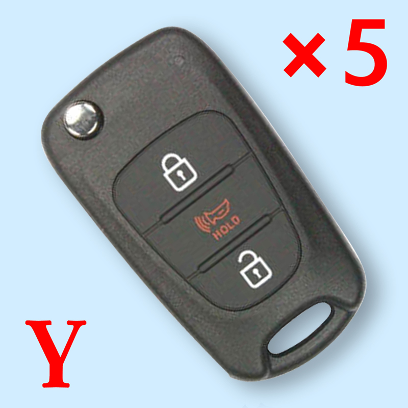 3 Buttons Flip Remote Key Shell Panic Hold HYN14R for KIA Soul (5pcs)